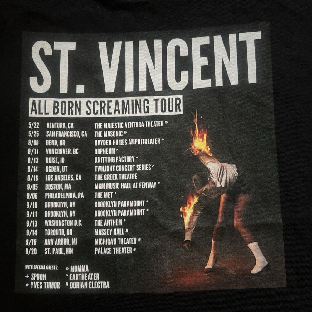 St Vincent Band Tee Fire Artwork Back Graphic Indie Rock Tour Shirt XL